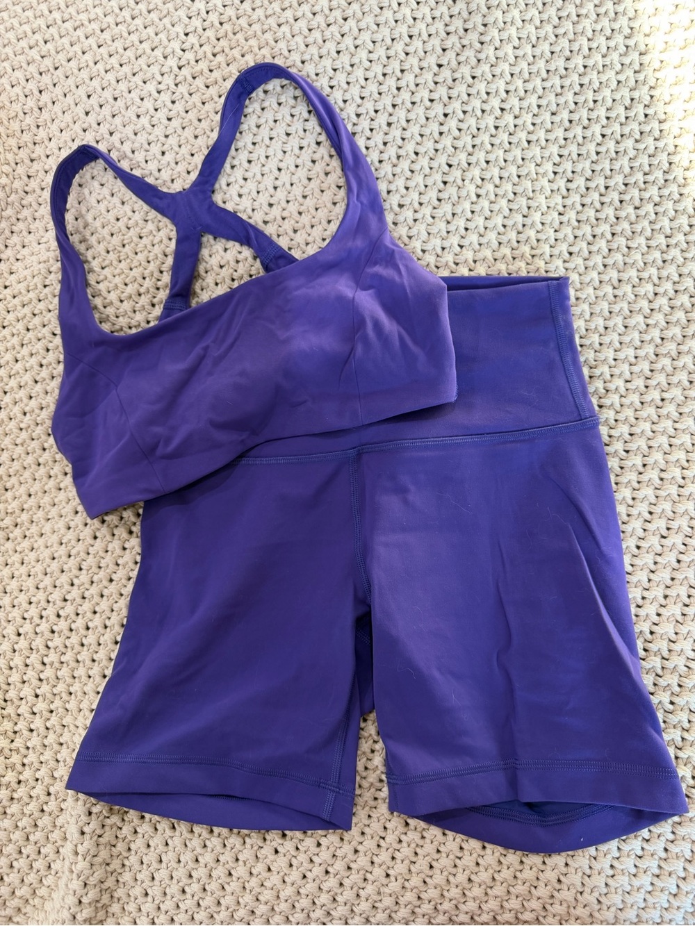 lululemon Petrol Purple SmoothCover Yoga Bra B/C Cup & Wunder Train 6” short SET